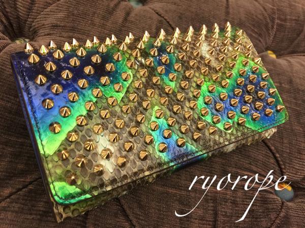 ★希少★【ルブタン財布 コピー】Macaron Flap Python (Electric / Gold) 6052116